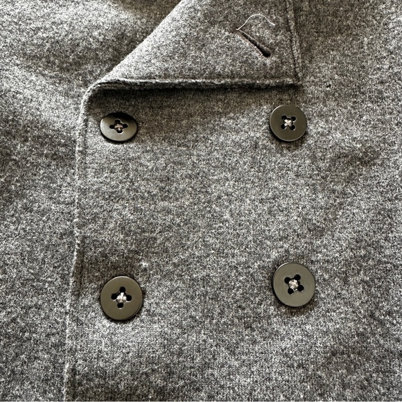 BARENA VENEZIA MEN'S VIRGIN WOOL CHARCOAL KNIT DOUBLE-BREASTED BUTTON PEACOAT - Picture 9 of 9